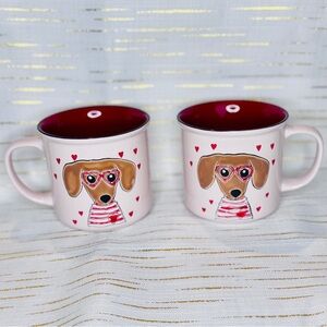 Set of 2 Dachshund Valentine Mugs | Pink Dog Coffee Cups | TJ Maxx Viral Find